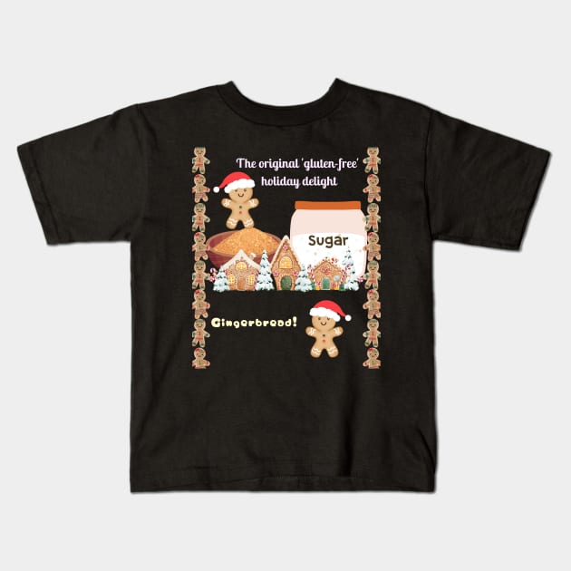 Gingerbread Cookies on a Grey Background Kids T-Shirt by Tee Trendz